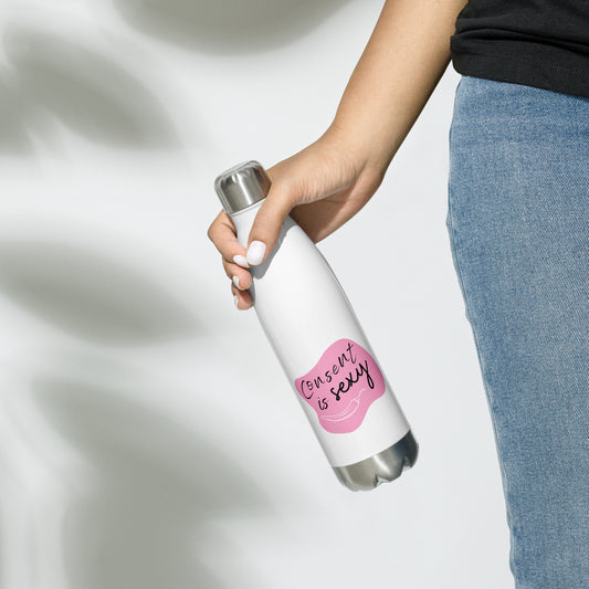 Edelstahl Trinkflasche mit Print "Consent is sexy"